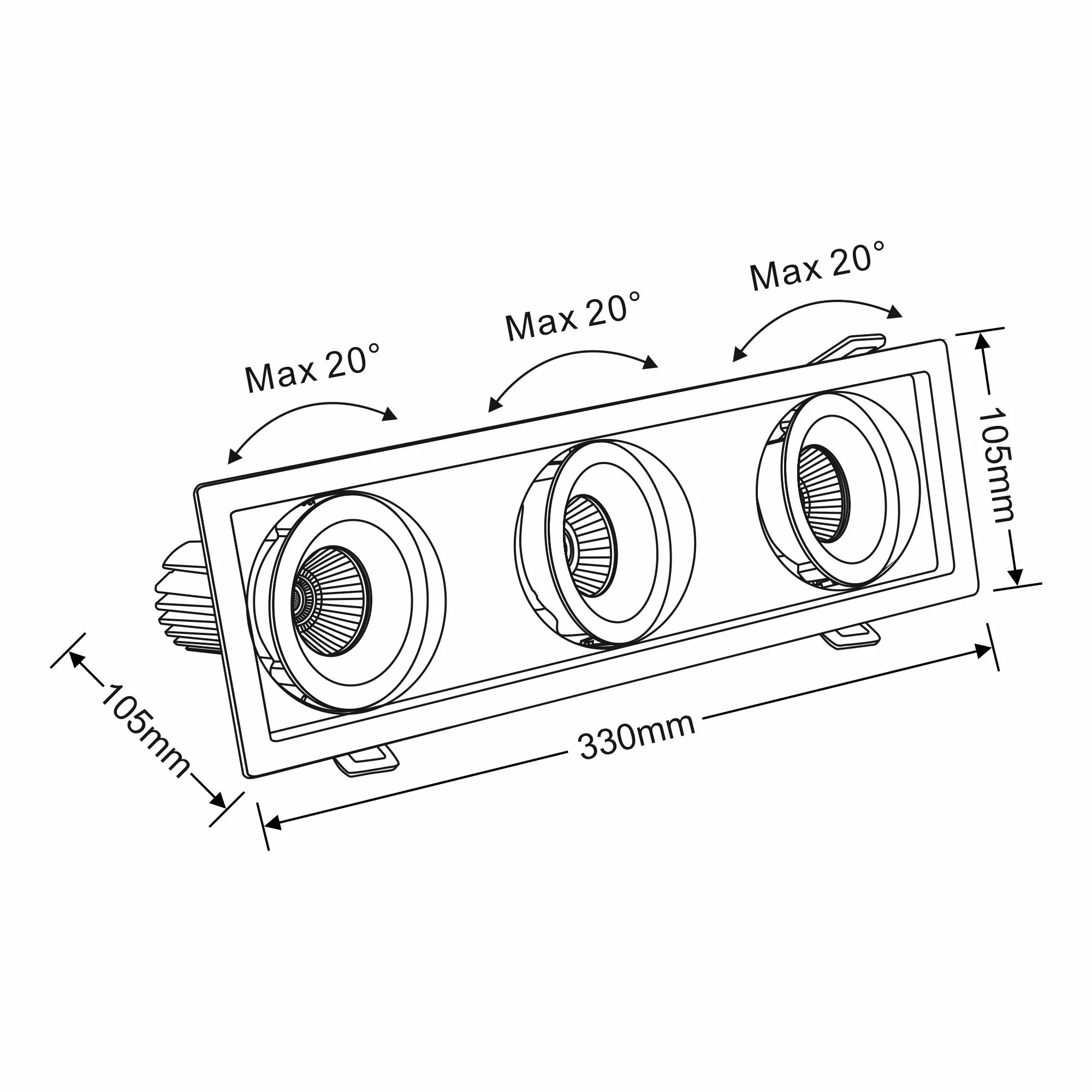 Bezz 12-3 Recessed Ceiling Luminaires Dlux Multi-Head Recess Ceiling